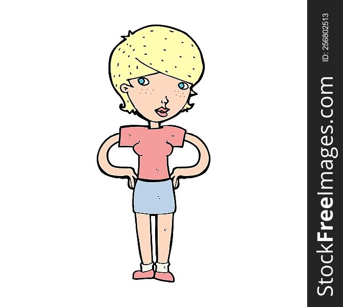 Cartoon Woman With Hands On Hips