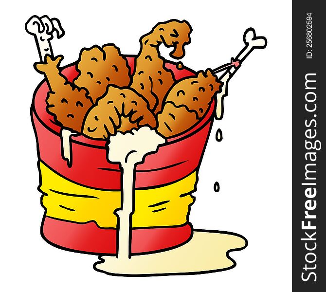 Gradient Cartoon Doodle Bucket Of Fried Chicken