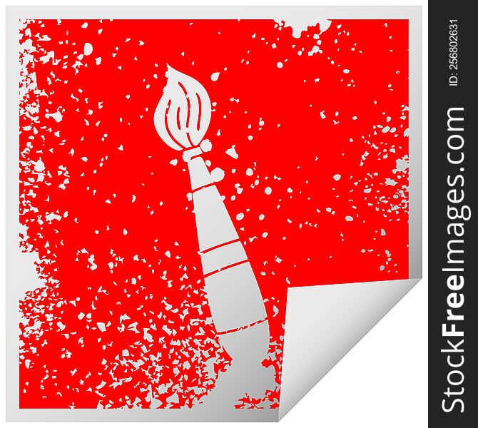 Quirky Distressed Square Peeling Sticker Symbol Paint Brush