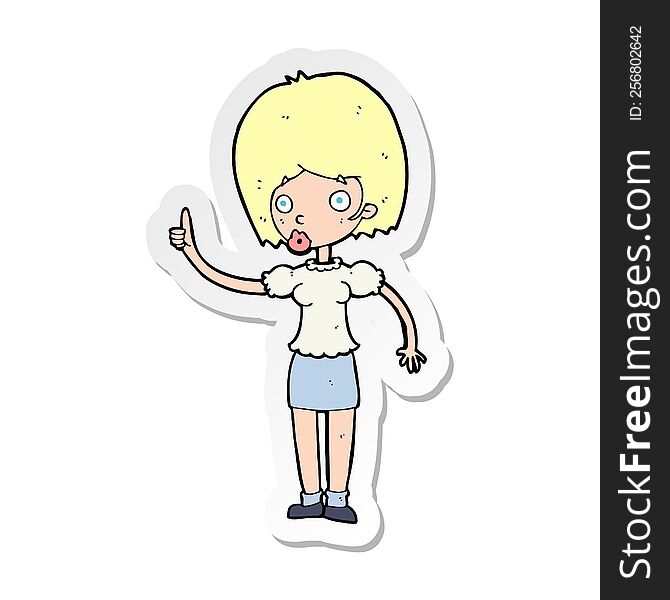 Sticker Of A Cartoon Woman With Idea