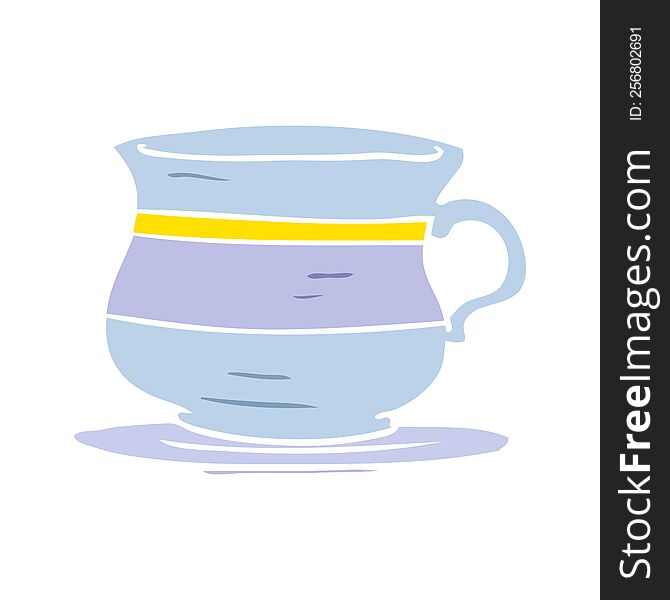 flat color style cartoon old tea cup