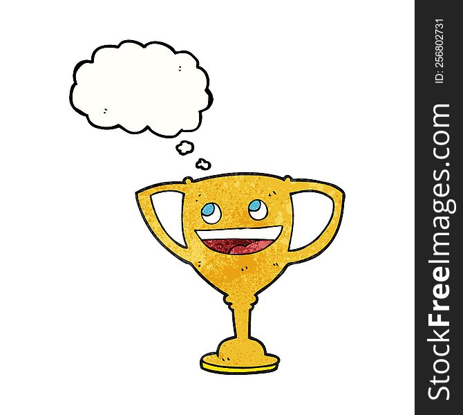 freehand drawn thought bubble textured cartoon sports trophy