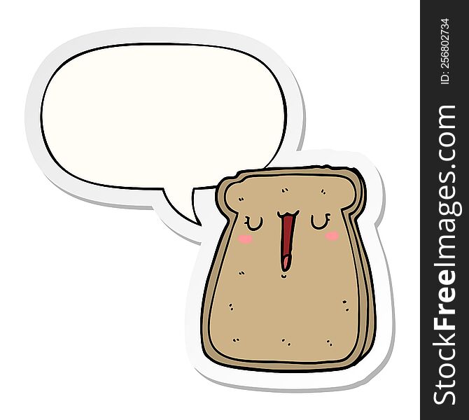 cartoon toast with speech bubble sticker. cartoon toast with speech bubble sticker