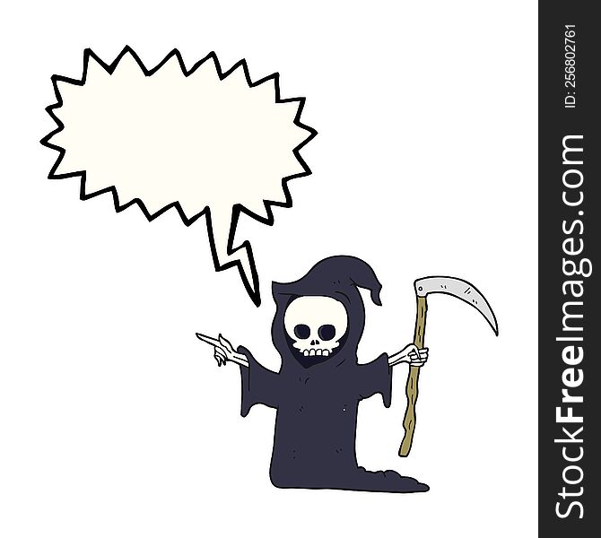 Speech Bubble Cartoon Death With Scythe