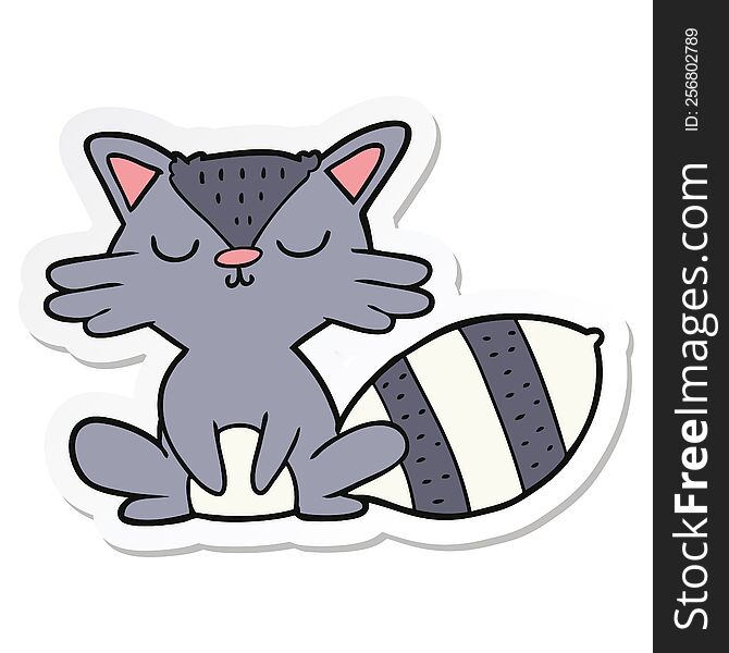 Sticker Of A Cute Cartoon Raccoon