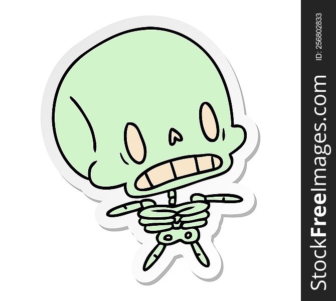 Sticker Cartoon Kawaii Cute Dead Skeleton