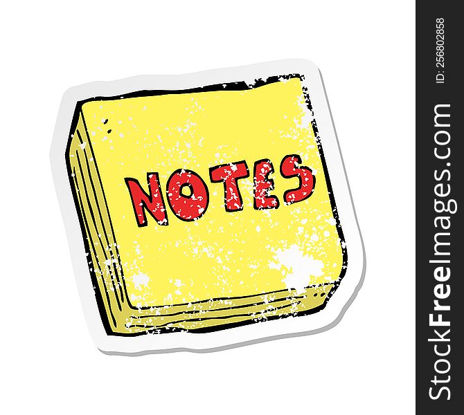 retro distressed sticker of a cartoon notes pad