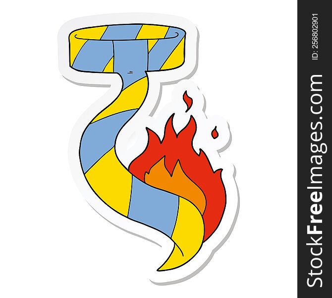 sticker of a cartoon burning tie