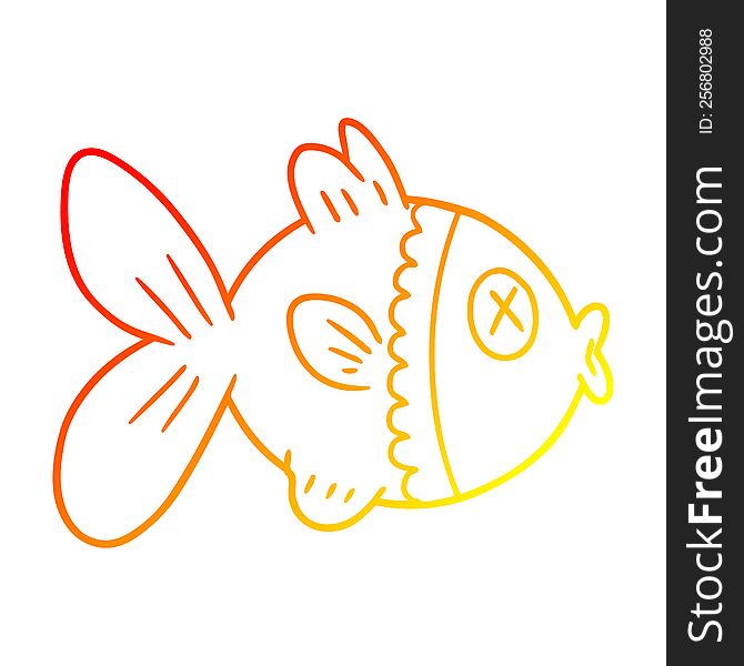 Warm Gradient Line Drawing Cartoon Goldfish