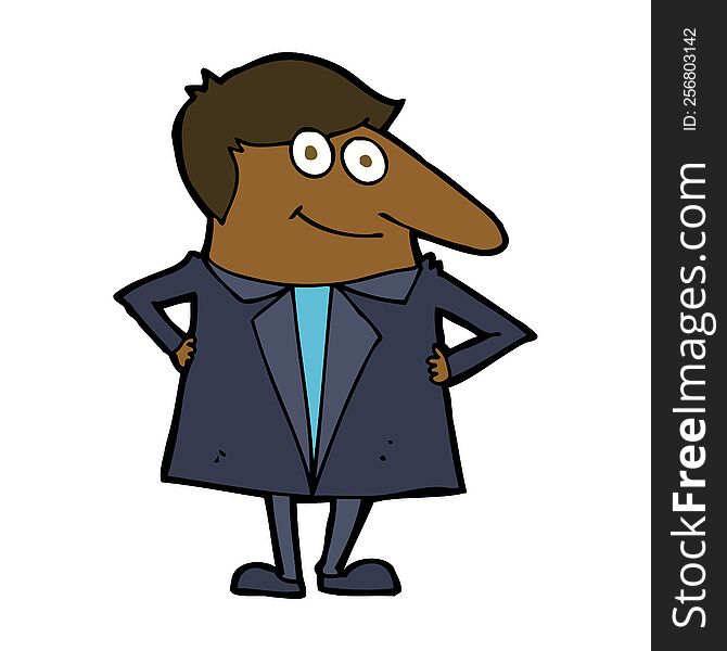 Cartoon Happy Man In Suit