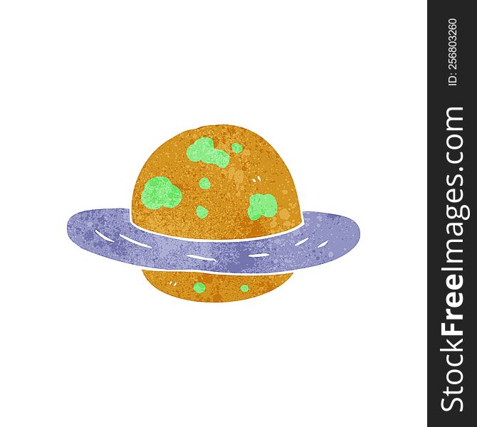 freehand retro cartoon planet