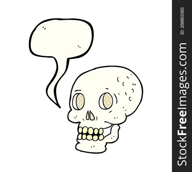 freehand drawn comic book speech bubble cartoon halloween skull