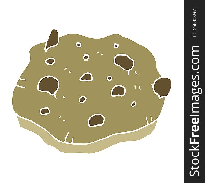 Flat Color Illustration Of A Cartoon Chocolate Chip Cookie