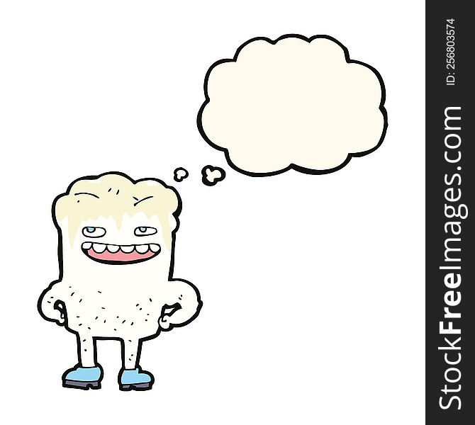 cartoon bad tooth with thought bubble