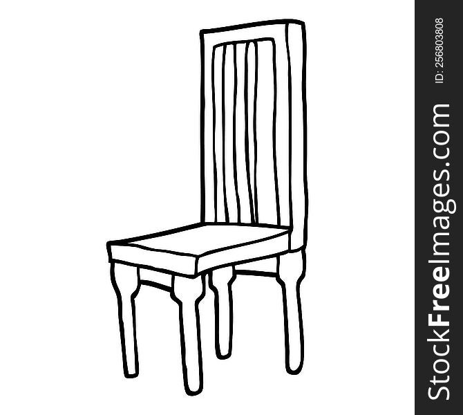black and white cartoon wooden chair