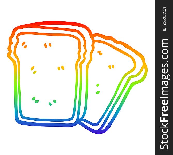 rainbow gradient line drawing of a cartoon slices of bread