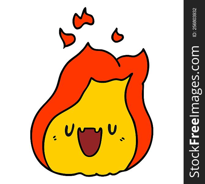 cartoon illustration kawaii cute fire flame. cartoon illustration kawaii cute fire flame