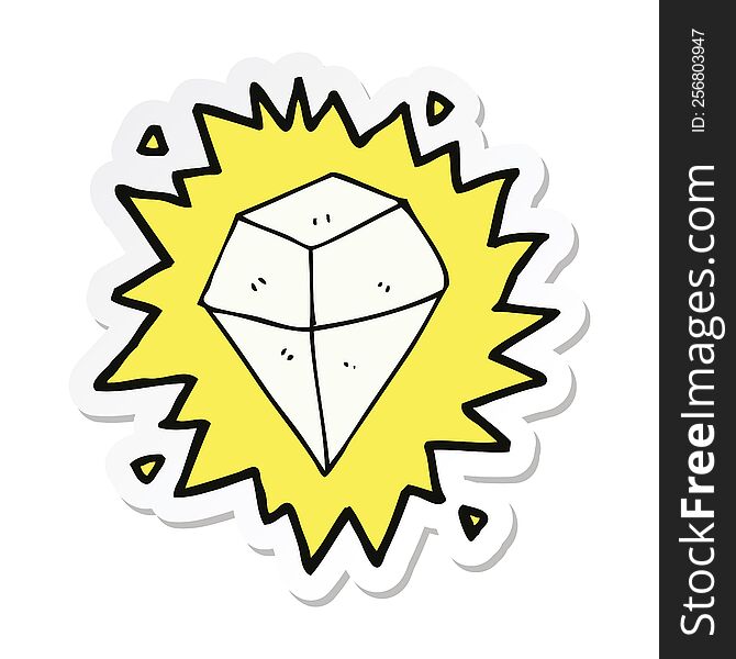sticker of a cartoon shining crystal