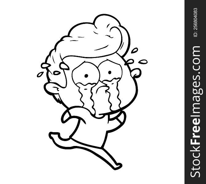 cartoon crying man running. cartoon crying man running