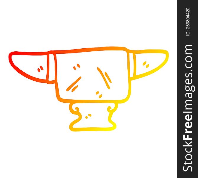 warm gradient line drawing of a cartoon heavy old anvil