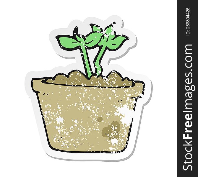 Retro Distressed Sticker Of A Cartoon Sprouting Plant