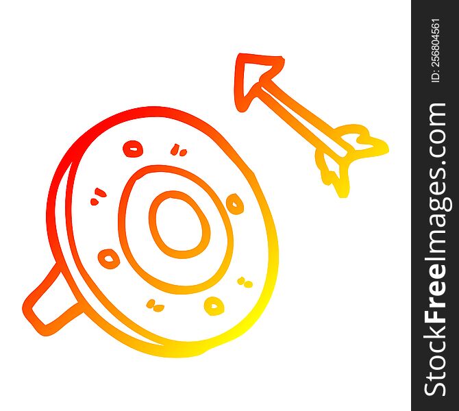 warm gradient line drawing of a cartoon shield and arrow