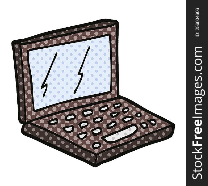 Comic Book Style Cartoon Laptop Computer