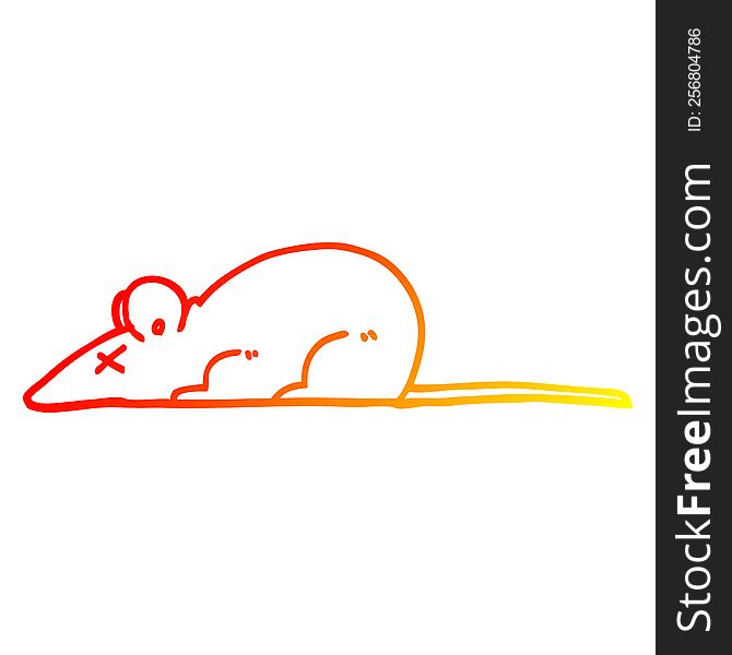 warm gradient line drawing of a cartoon dead rat