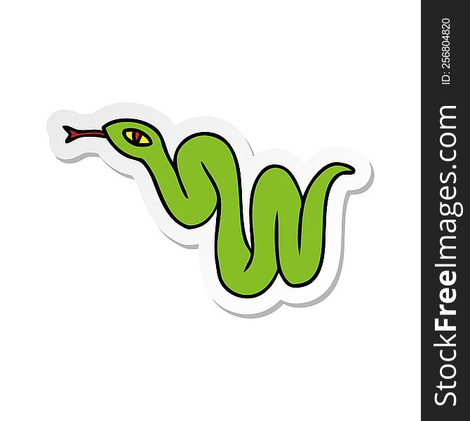 hand drawn sticker cartoon doodle of a garden snake