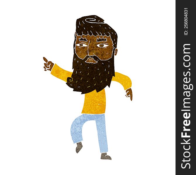 cartoon bearded man pointing the way