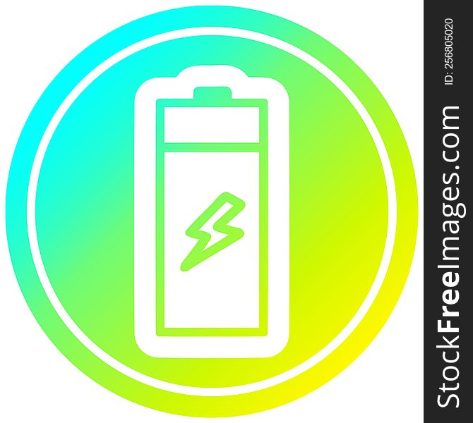 battery circular icon with cool gradient finish. battery circular icon with cool gradient finish