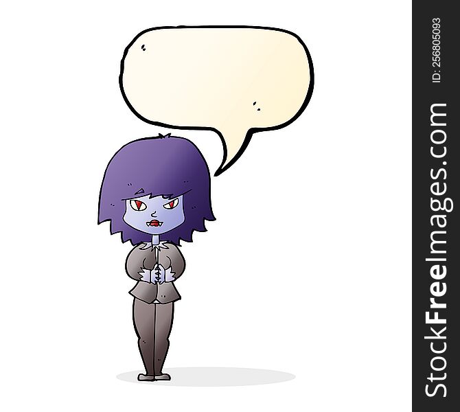 Cartoon Vampire Woman With Speech Bubble