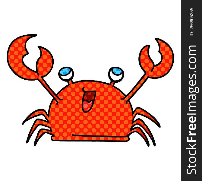 Quirky Comic Book Style Cartoon Happy Crab