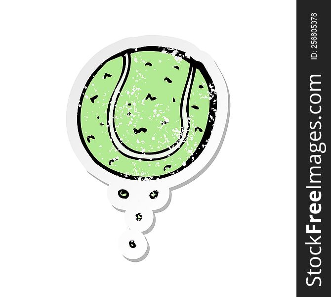 retro distressed sticker of a cartoon tennis ball