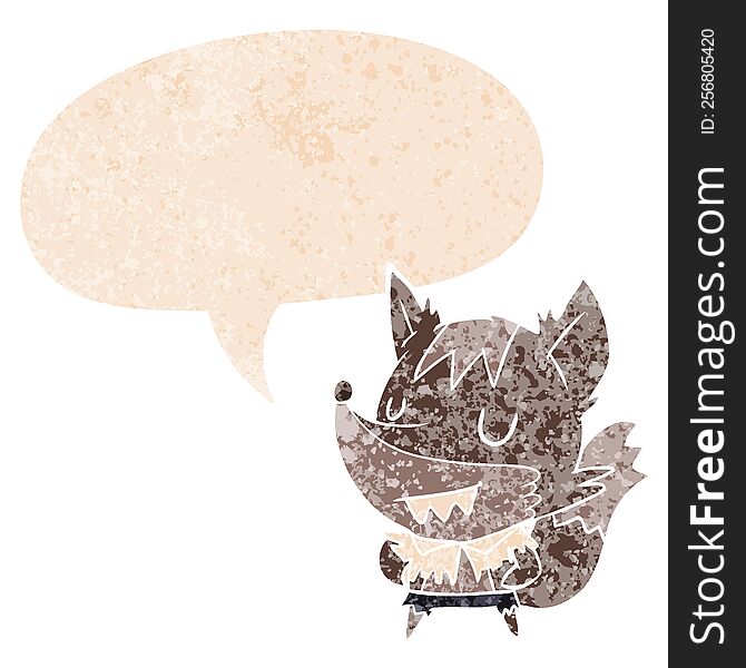 Cartoon Werewolf And Speech Bubble In Retro Textured Style