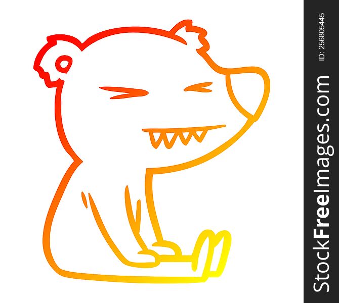 Warm Gradient Line Drawing Angry Polar Bear Cartoon