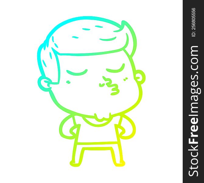 Cold Gradient Line Drawing Cartoon Model Guy Pouting
