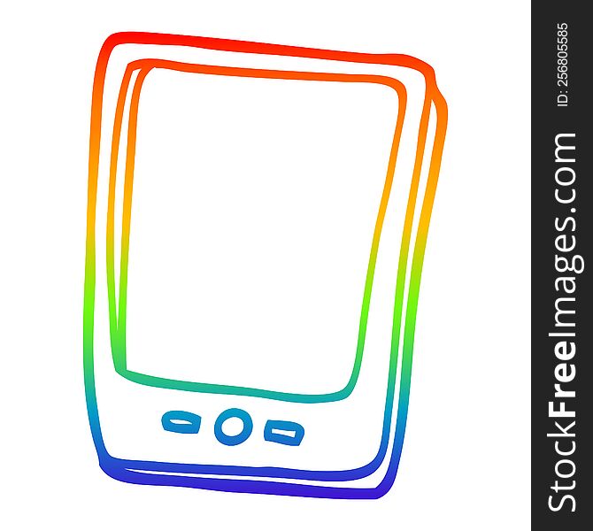 rainbow gradient line drawing of a cartoon modern mobile