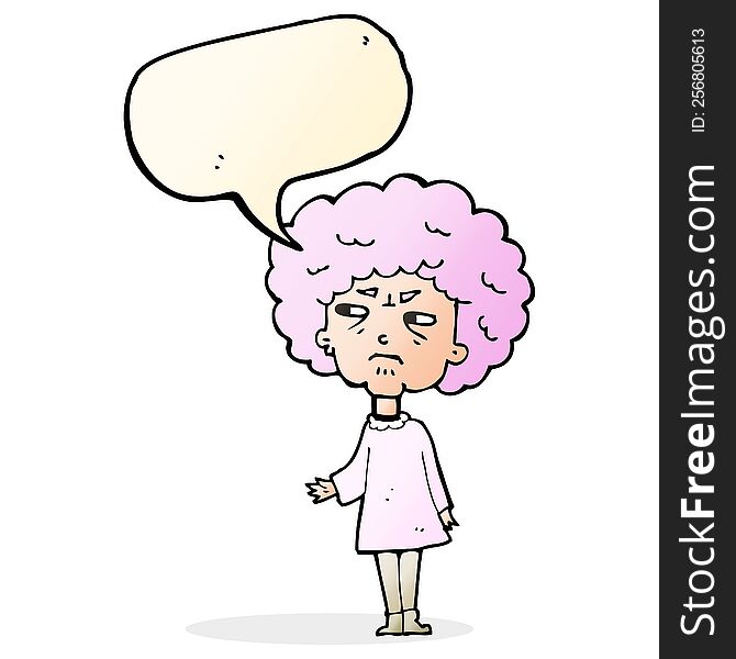 Cartoon Old Lady With Speech Bubble
