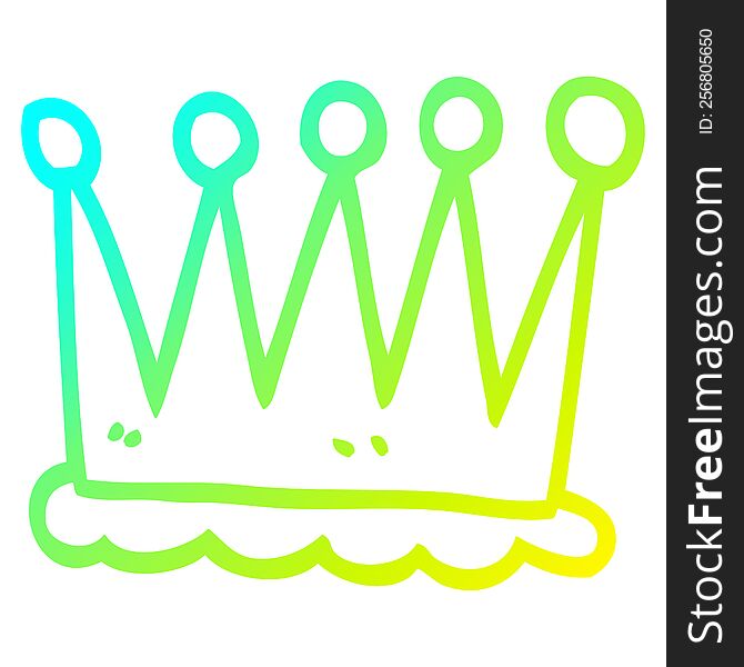 Cold Gradient Line Drawing Cartoon Crown Symbol