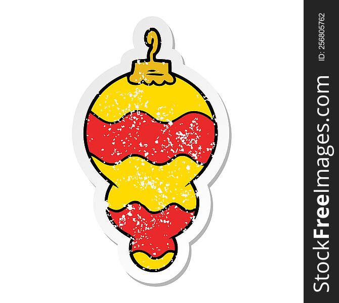 distressed sticker of a cartoon christmas decoration