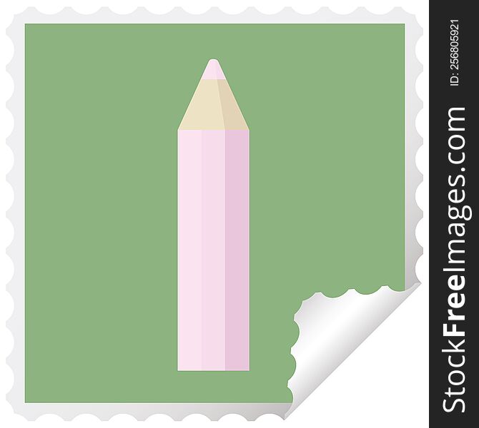 Pink Coloring Pencil Graphic Vector Illustration Square Sticker Stamp