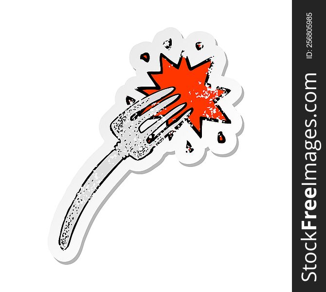 Retro Distressed Sticker Of A Cartoon Fork