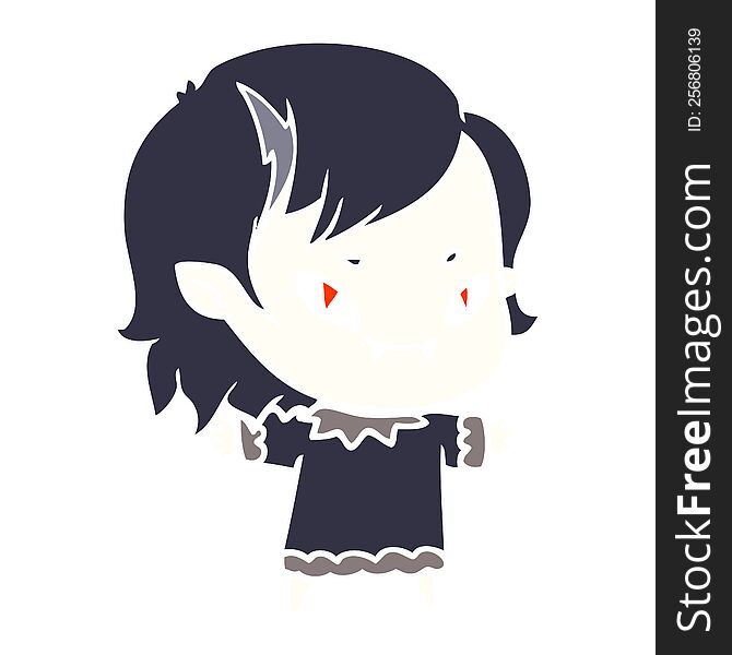 Flat Color Style Cartoon Friendly Vampire Girl