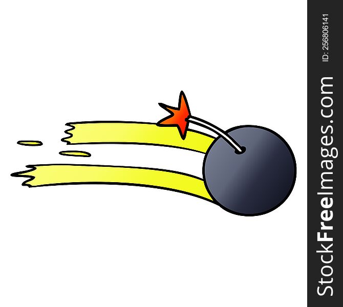 hand drawn gradient cartoon doodle of a lit bomb