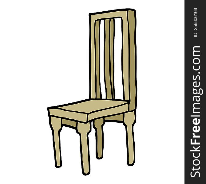 hand drawn doodle style cartoon wooden chair