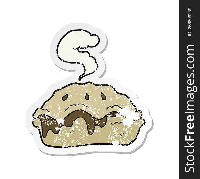 Retro Distressed Sticker Of A Cartoon Hot Pie