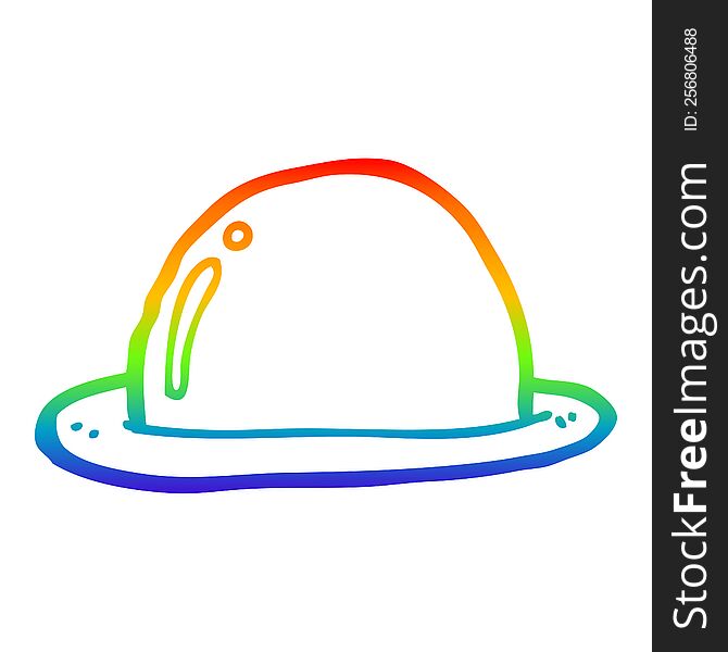 Rainbow Gradient Line Drawing Cartoon Bowler Hat