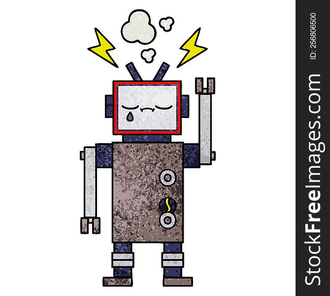 Retro Grunge Texture Cartoon Robot