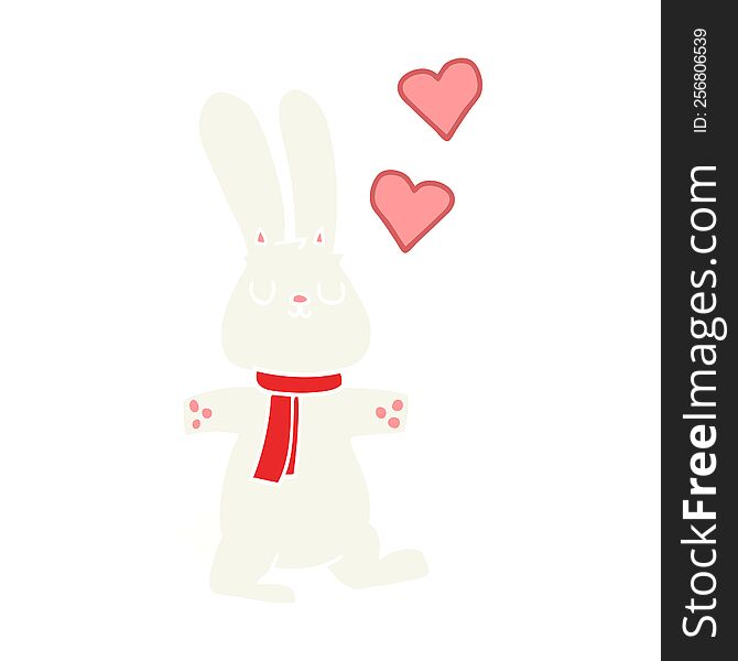 Flat Color Style Cartoon Rabbit In Love